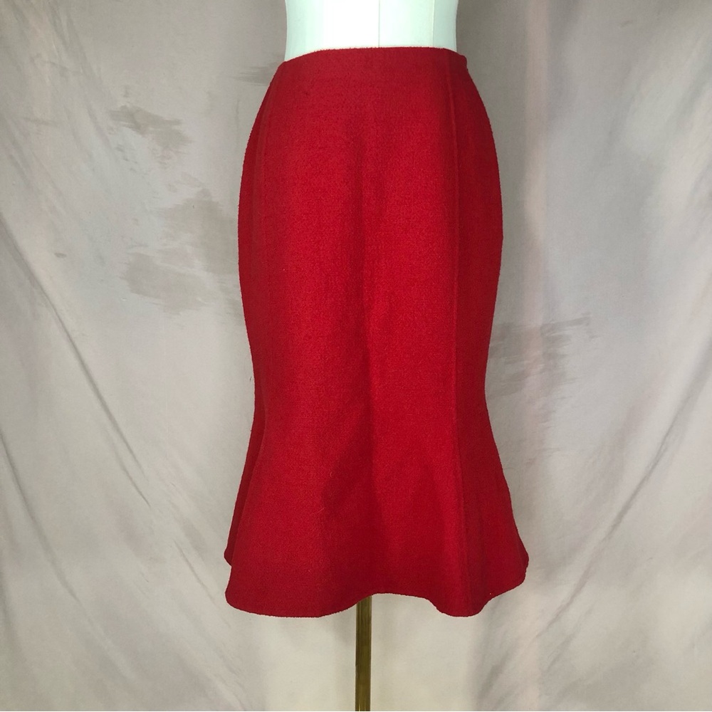 Carlisle Vibrant Red A-Line Midi Skirt Wool Blend Size 2 Small